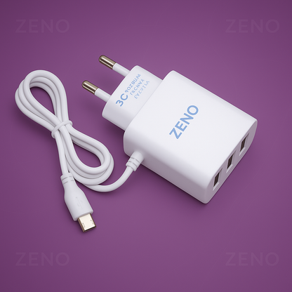 Zeno: Triple USB Fast Charger With Micro USB – Premium Build, Ultimate Speed