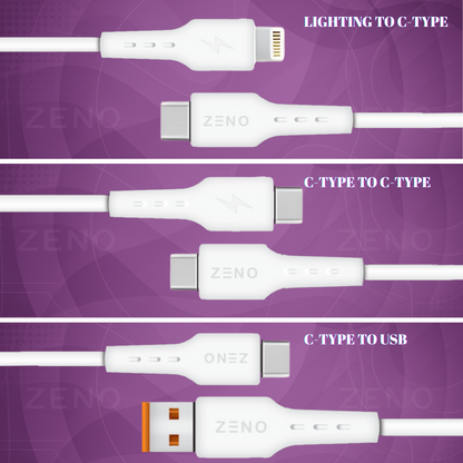 Pack of 3 |Type-C to Type-C| Type-C to Lightning |Type-C to USB