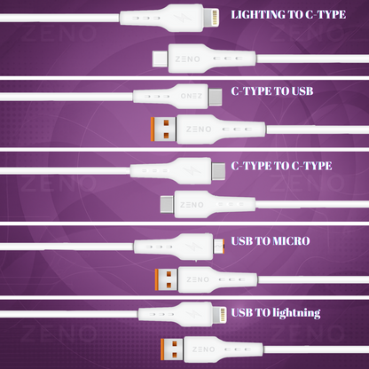 Family Pack(5)|LIGHTING TO C-TYPE|C-TYPE TO USB|C-TYPE TO C-TYPE|USB TO MICRO|USB TO lightning