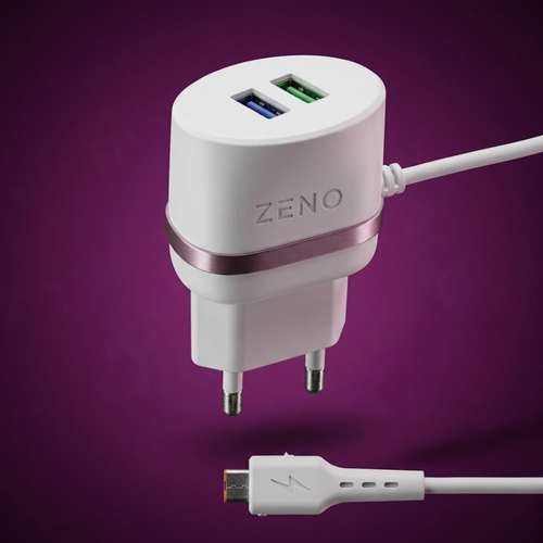 Zeno Double USB Fast Charger With Micro USB