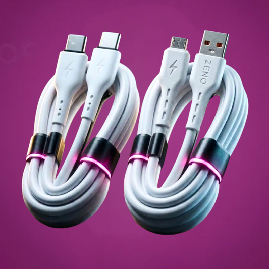 ZENO Dual Cable Power Bundle – Type-C to C + Micro USB Fast Charging Set