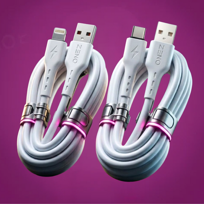 Dual Cable USB to Type-C + USB to Lightning | iPhone & Android