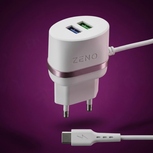 Zeno Double USB Fast Charger With Type C