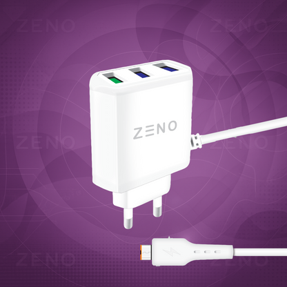 Zeno: Triple USB Fast Charger With Micro USB – Premium Build, Ultimate Speed
