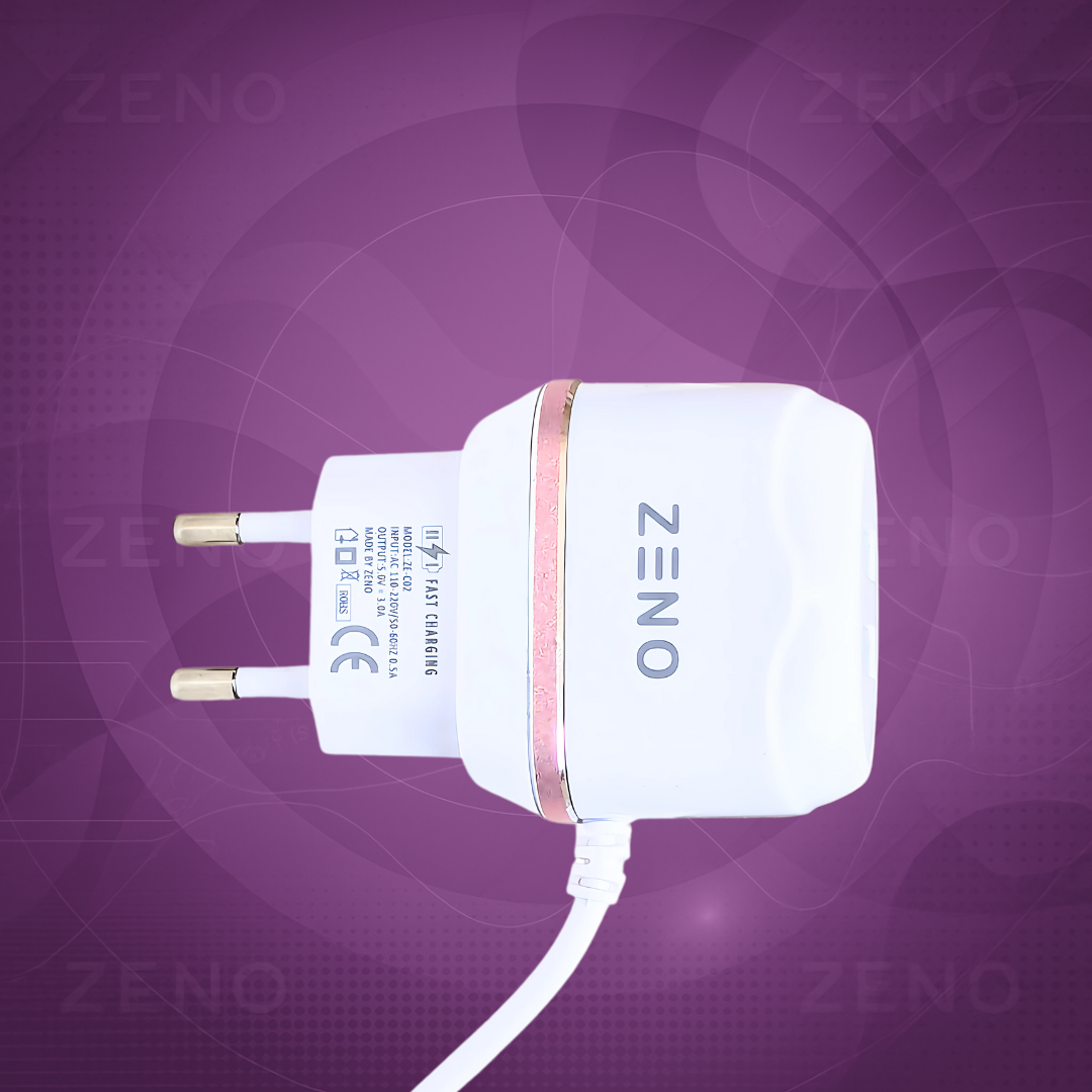 Zeno Double USB Fast Charger With Type C