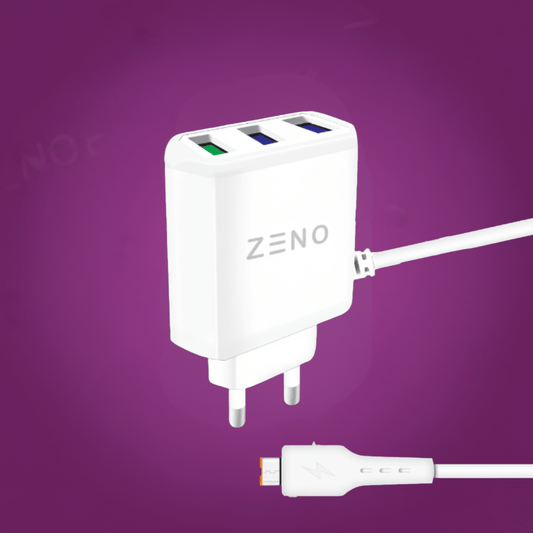 Zeno: Triple USB Fast Charger With Micro USB – Premium Build, Ultimate Speed