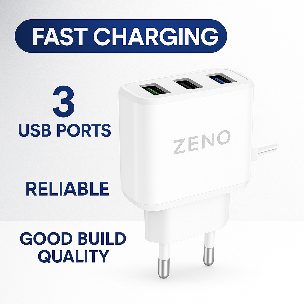 Zeno: Triple USB Fast Charger With Micro USB – Premium Build, Ultimate Speed