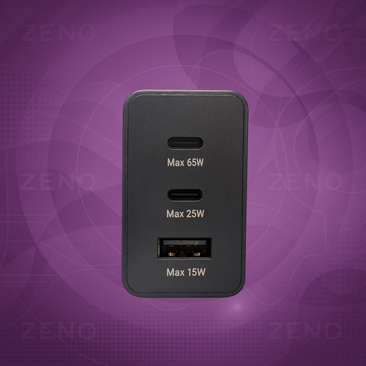 Zeno 65W Triple Port PD Charger | C type to C type cable is included |